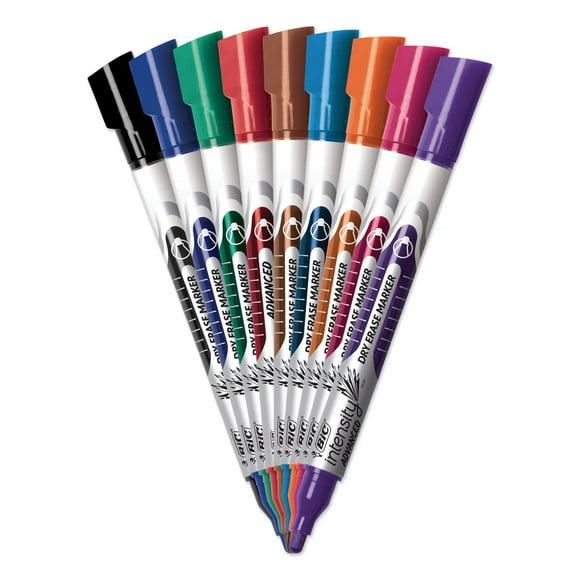 BIC GELIPP121AST Low Odor and Bold Writing Pen Style Dry Erase Marker Bullet Tip Assorted 12