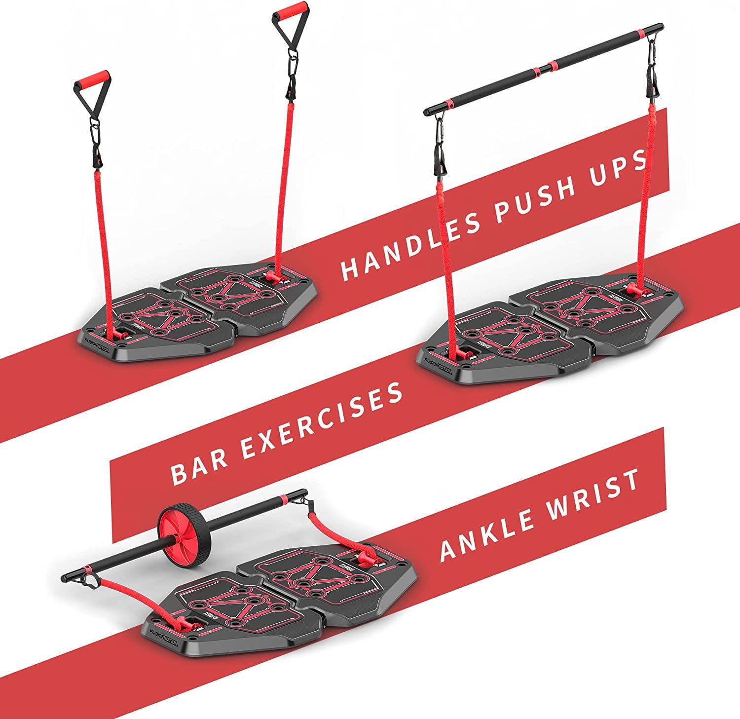 Fusion Motion Portable Fitness Home Gym Equipment Kit with Push