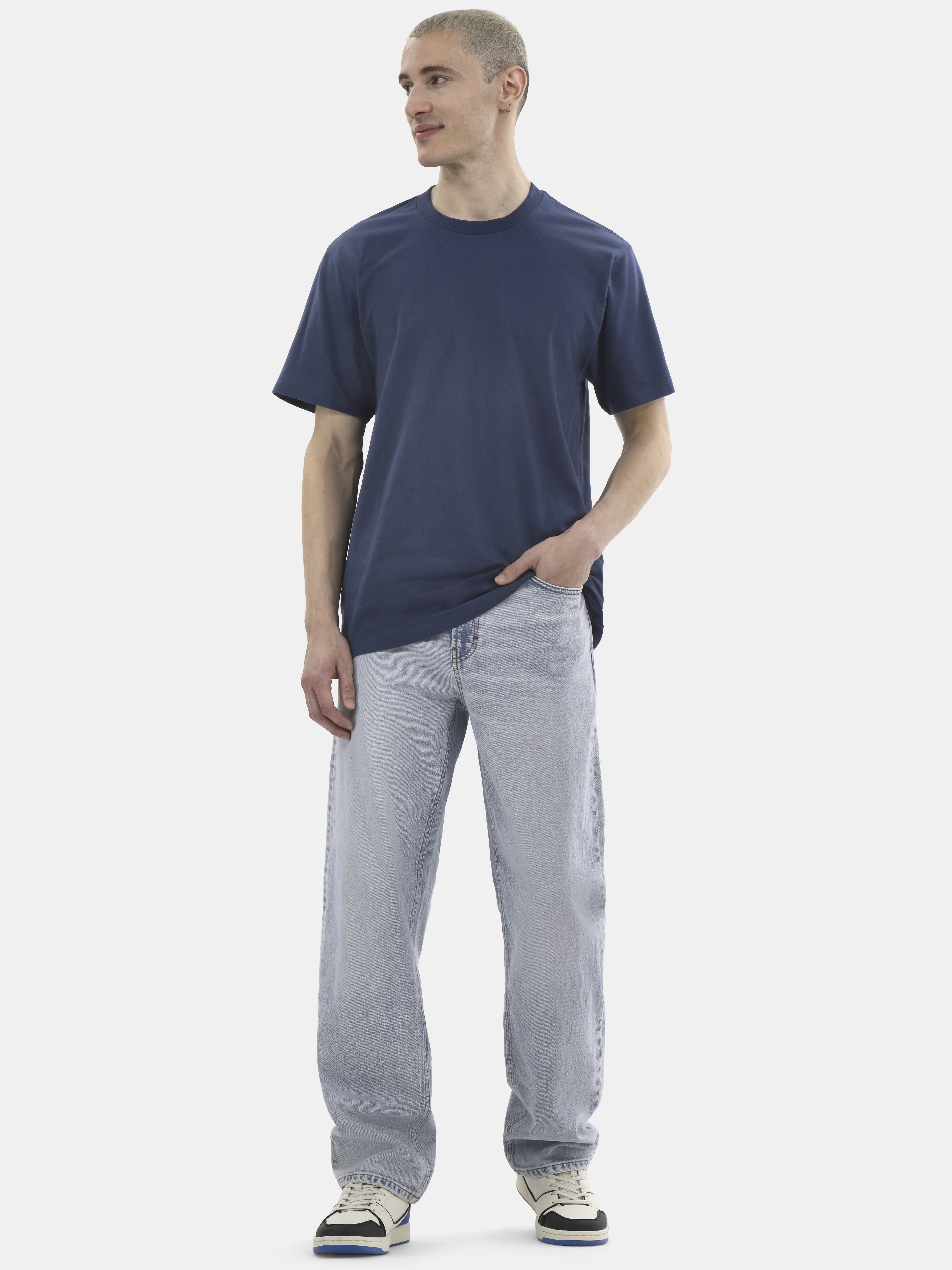 No Boundaries Flat Grey Basic Crewneck Undershirts with Short Sleeves, 2-Pack, Men's