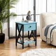 thumbnail image 4 of Nightstand,Modern Bedside End Table, Night Stand with Drawer and Storage Shelf for Living Room Bedroom, Industrial Metal Frame, 4 of 7