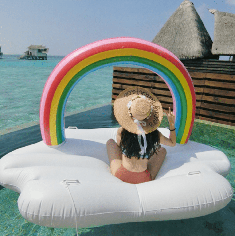 New PVC Summer Beach Fun Inflatable Rainbow Cloud Pool Float Swimming Ring Ishe 