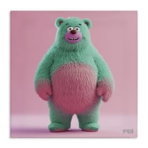 Stupell Industries Smiling Green Bear Animals Painting Wrapped Canvas Art Print Wall Art, 24 x 24