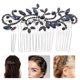 thumbnail image 4 of Lurrose Peine para el cabello de boda Peine para el cabello con diamantes de imitación azul Horquilla para novia Flor vintage Cristal Armónico Accesorios para el cabello nupcial para dama de honor nup, 4 of 5