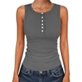 thumbnail image 5 of Zedker Sleeveless Tank Tops for Women Ribbed Racerback Button Fit Casual Basic 2026 Spring Summer Fashion Clothing Gray M, 5 of 7