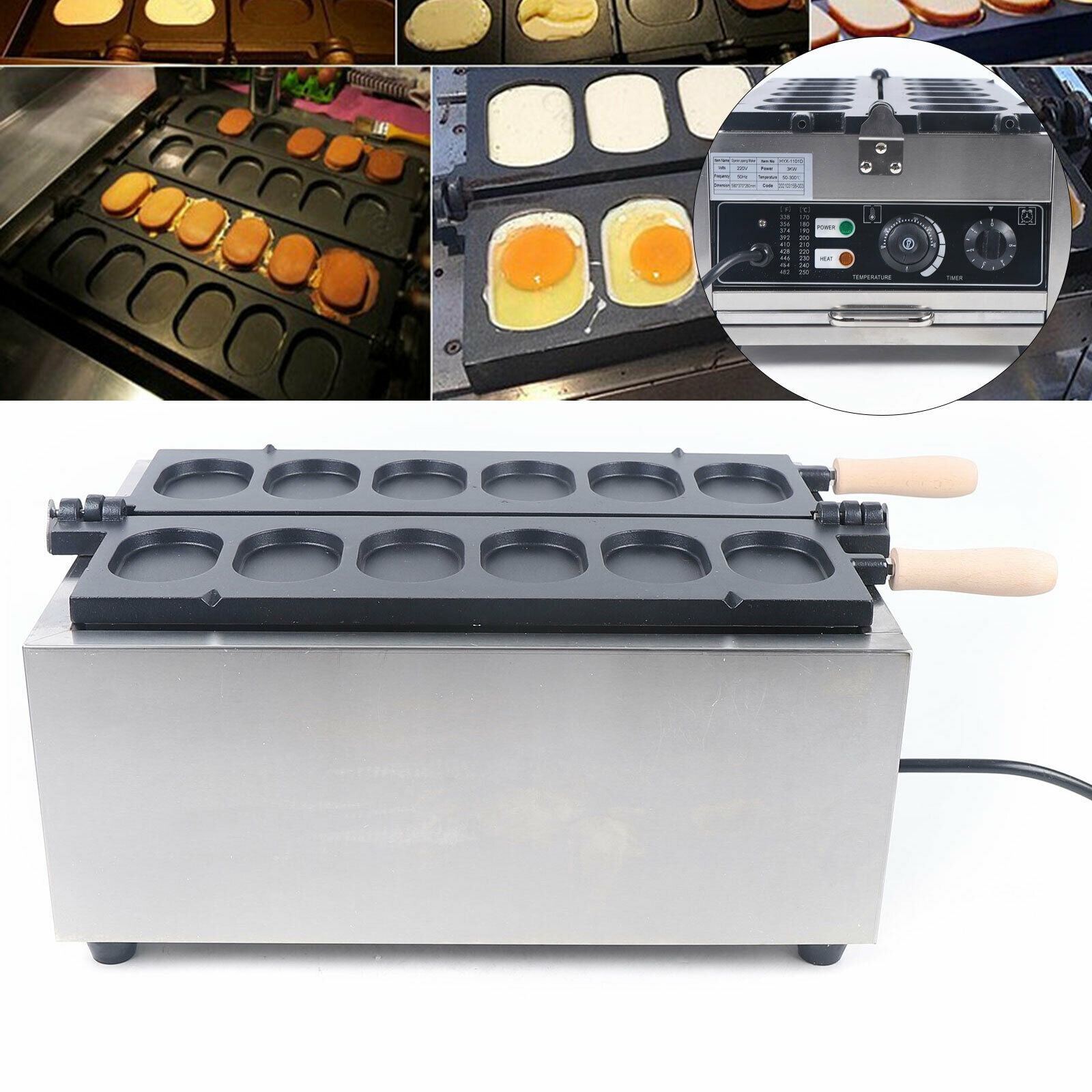 Commercial Nonstick Electric Egg Cake Maker 3KW Electric Baker Machine