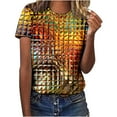 thumbnail image 2 of Fesfesfes Womens Basics Top Women Funny Printed Geometric Dazzling Casual Fashion Short Sleeve Tops Blouse Gym Clothes for Women 2XL(US:12), 2 of 8