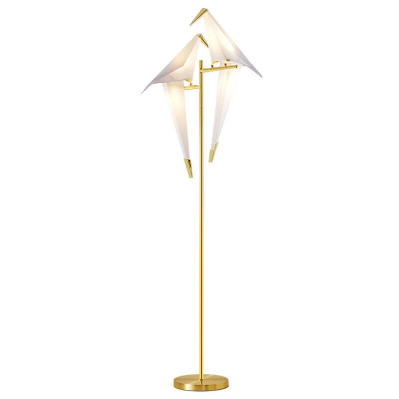 AFANQI Double Crane Iron LED Lights Origami Swing Bird Bedroom Living Room Floor Lamps