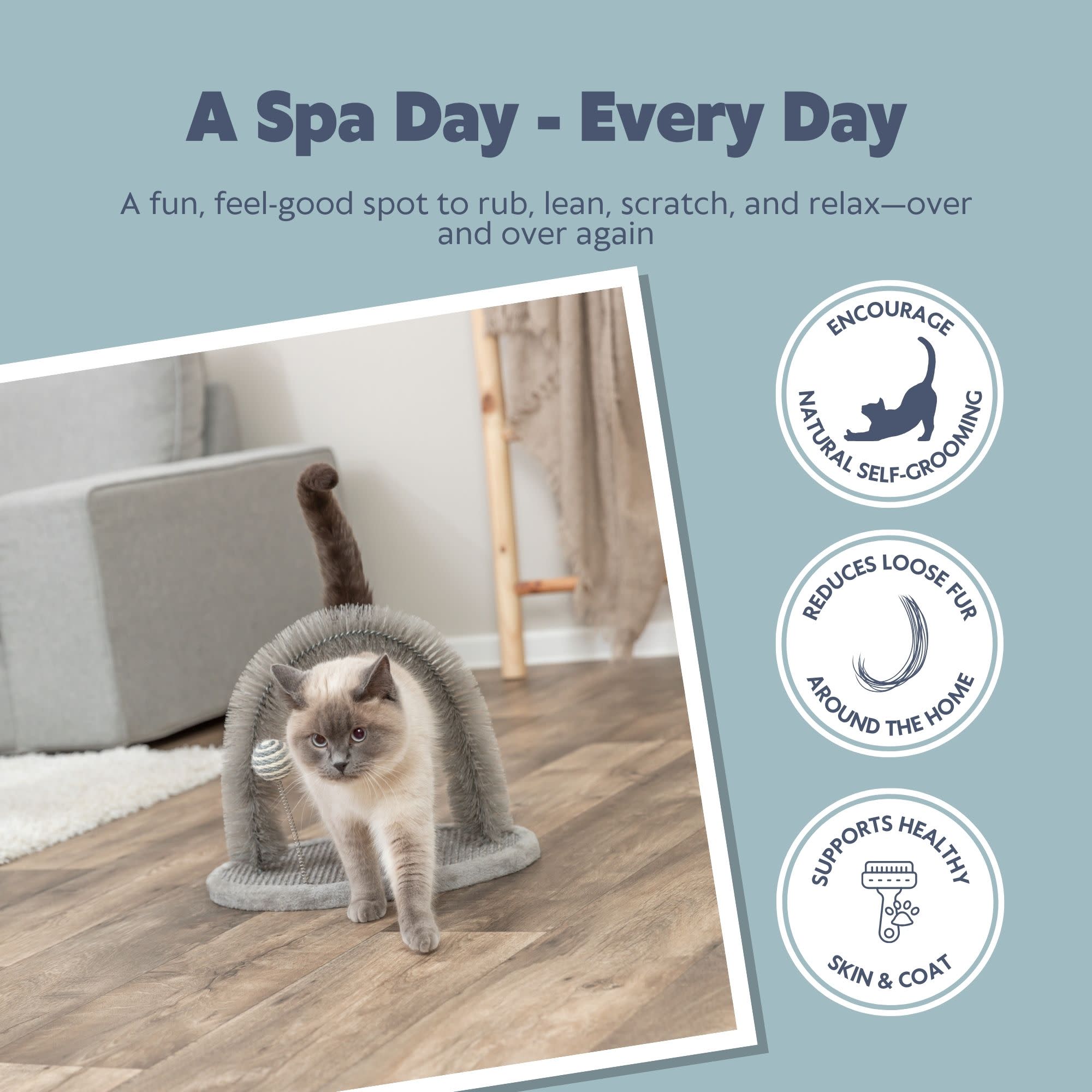 TRIXIE Scratching Plate with Brush Cat Scratcher & Self Groomer, Supports Healthy Claws and Coat