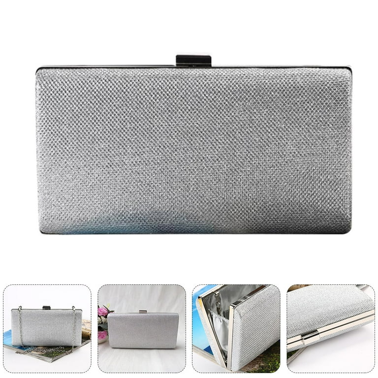 Elegant Women s Metallic Handbag Large Capacity Party Clutch with Dazzling Features for Weddings and Events Silver Walmart