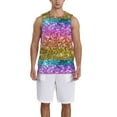 thumbnail image 4 of Gaeub Glitter Rainbow Men's Mesh Basketball Jersey, Quick-Drying Sleeveless Top S-4XL, Loose Muscle Tank Top -Small, 4 of 9