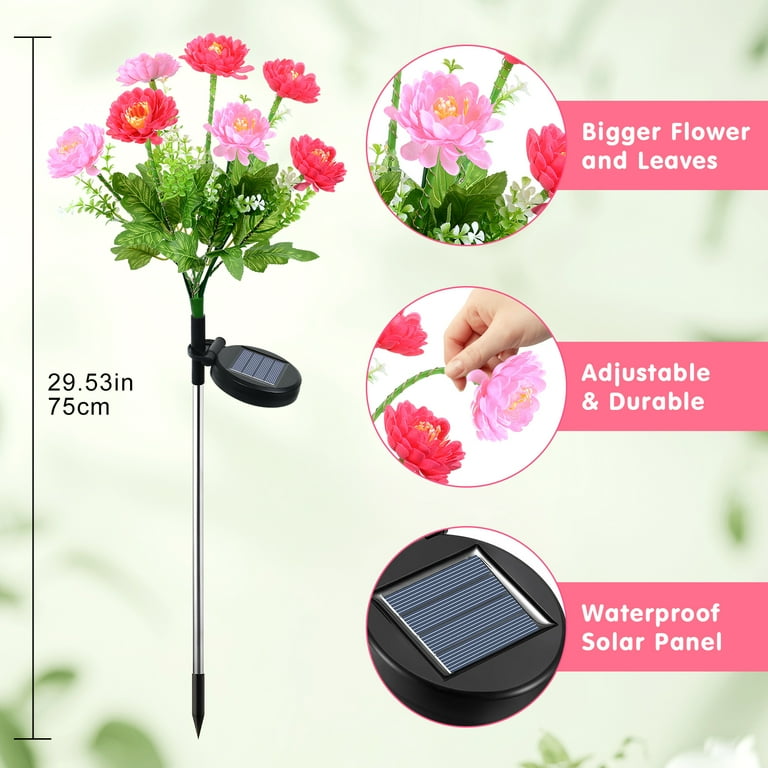 Qoosea Solar Flower Lights, 2 Pack Snow Lotus photo 6