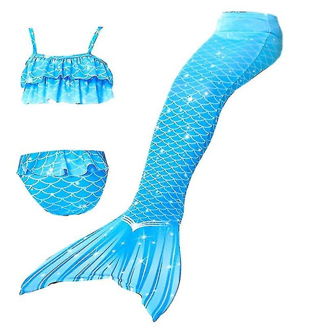 Summer Girl Mermaid Tail With Monofin Halloween Costume Princess Dress Swimsuit Bikini Bathing Suit For Swim