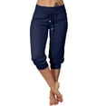 thumbnail image 2 of Capri Pants For Women,Muslin Shorts Women Knee Length Shorts Cotton Bermuda Shorts Athletic Lounge Casual Pants Loose Fitting Shorts Wide Leg Linen Shorts Shorts For Older Women, 2 of 7