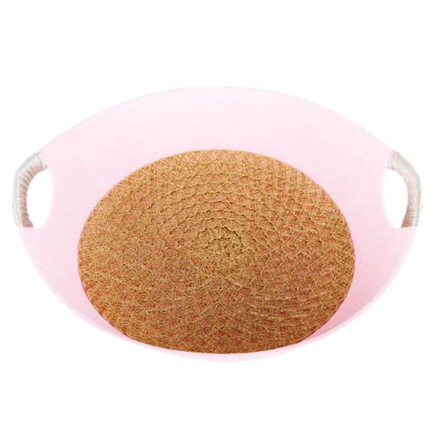 Cama redonda para gatos, cama para dormir para perros, resistente a los arañazos, almohadilla lavable desmontable, sin deformación, suministros para Rosa Yinane Casa de cama para gatos