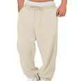 thumbnail image 2 of sususu Mens Sweatpants Cotton,Men's Double Layer Waistband Straight Leg Joggers Comfortable Everyday Wear Casual Pants Solid Sweatpants,Khaki,M, 2 of 7