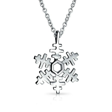 Childrens Snowflake Pendant Sterling Silver Necklace 16 Inches