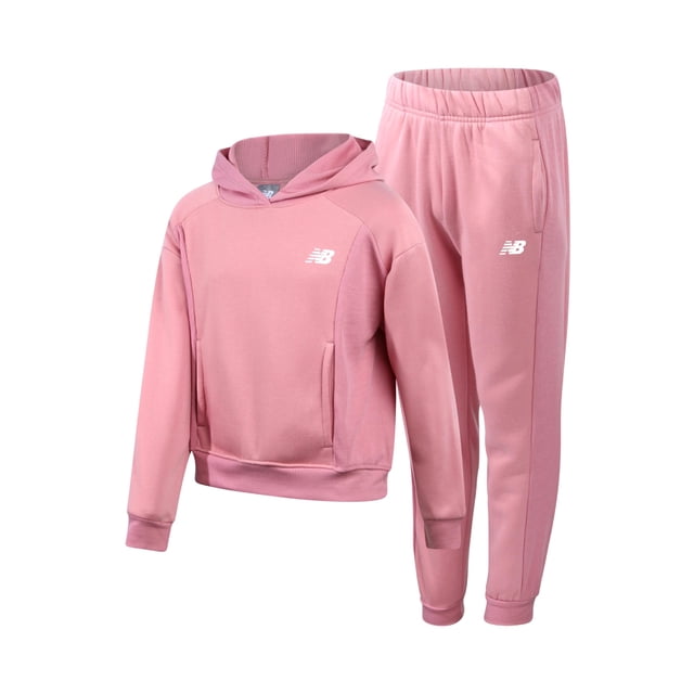 Sudadera New Balance para niñas de 7 a 8 años, forro polar Hazy Rose, 2 unidades