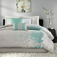 thumbnail image 2 of Madison Park MP10-2639 Lola 7 Piece Print Comforter Set, Queen, Aqua, 2 of 4