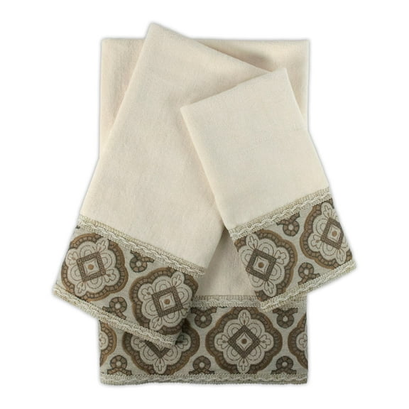 Sherry Kline  Merrill Ecru 3-piece Embellished Towel Set