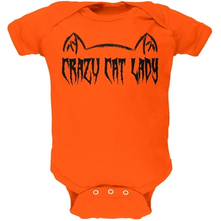 

Halloween Crazy Cat Lady Soft Baby One Piece Orange 12 Month