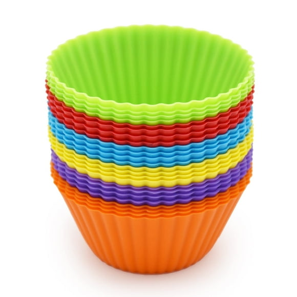 Moldes de silicona para hornear magdalenas MODENGKONGJIAN, 24 unidades, multicolor