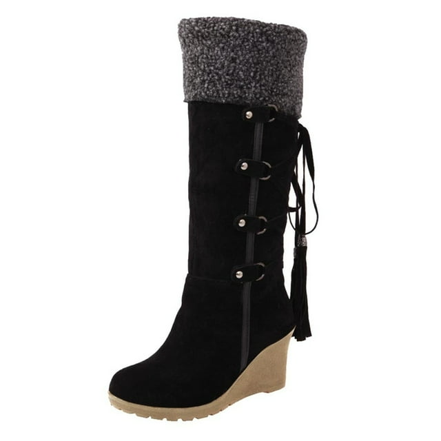 CEHVOM 2021Women's After Sanding Tassels High Bottes Sleeves Wedges Snow Bottes