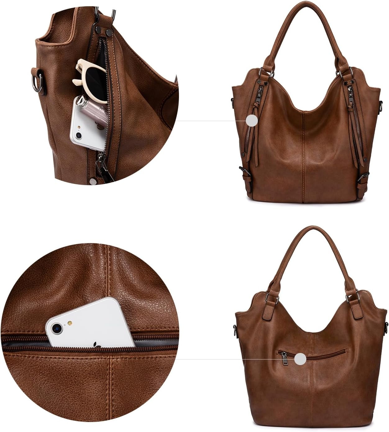 Kwuty Tote Bag for Women PU Leather Shoulder Bags Fashion Hobo Bags Large Purse and Handbags with Adjustable Shoulder Strap