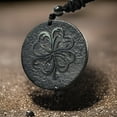 thumbnail image 4 of Round Shungite Pendant | Healing Spiritual Natural Black Crystal Jewelry Pendant | Sacred Symbol Amulet Necklace for Meditation & Unisex (Four Leaf Clover), 4 of 9