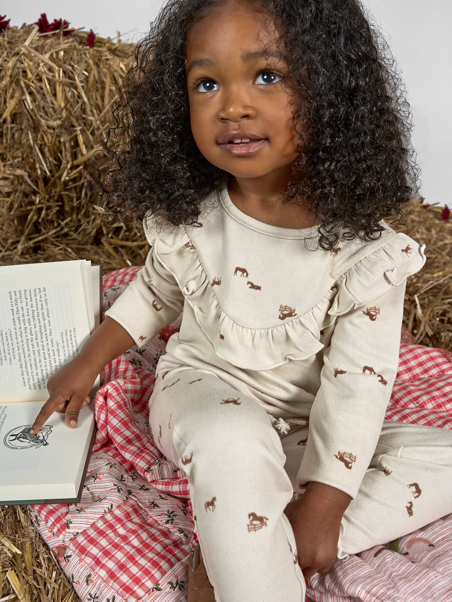 Modern Moments by Gerber Toddler Girl Ruffle Long Sleeve Top, Sizes 12M-5T