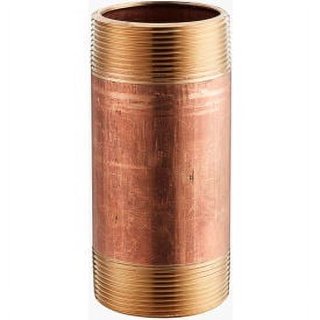 Anderson Metals Red Brass Pipe Fitting, Close Nipple, 1-1/4 NPT Male,  1-5/8 Length