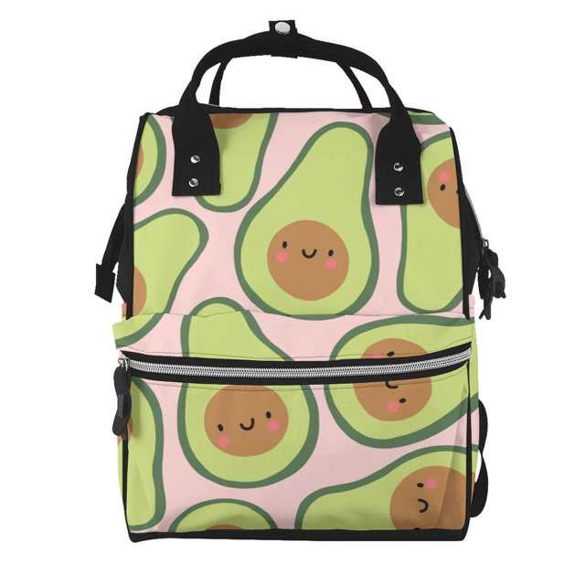 Fotbe Cute Avocado Mochila Maternidad - Lona de Sarga Impermeable, Mochila de Pañales de Gran Capacidad con Múltiples Bolsillos y Correas Ajustables