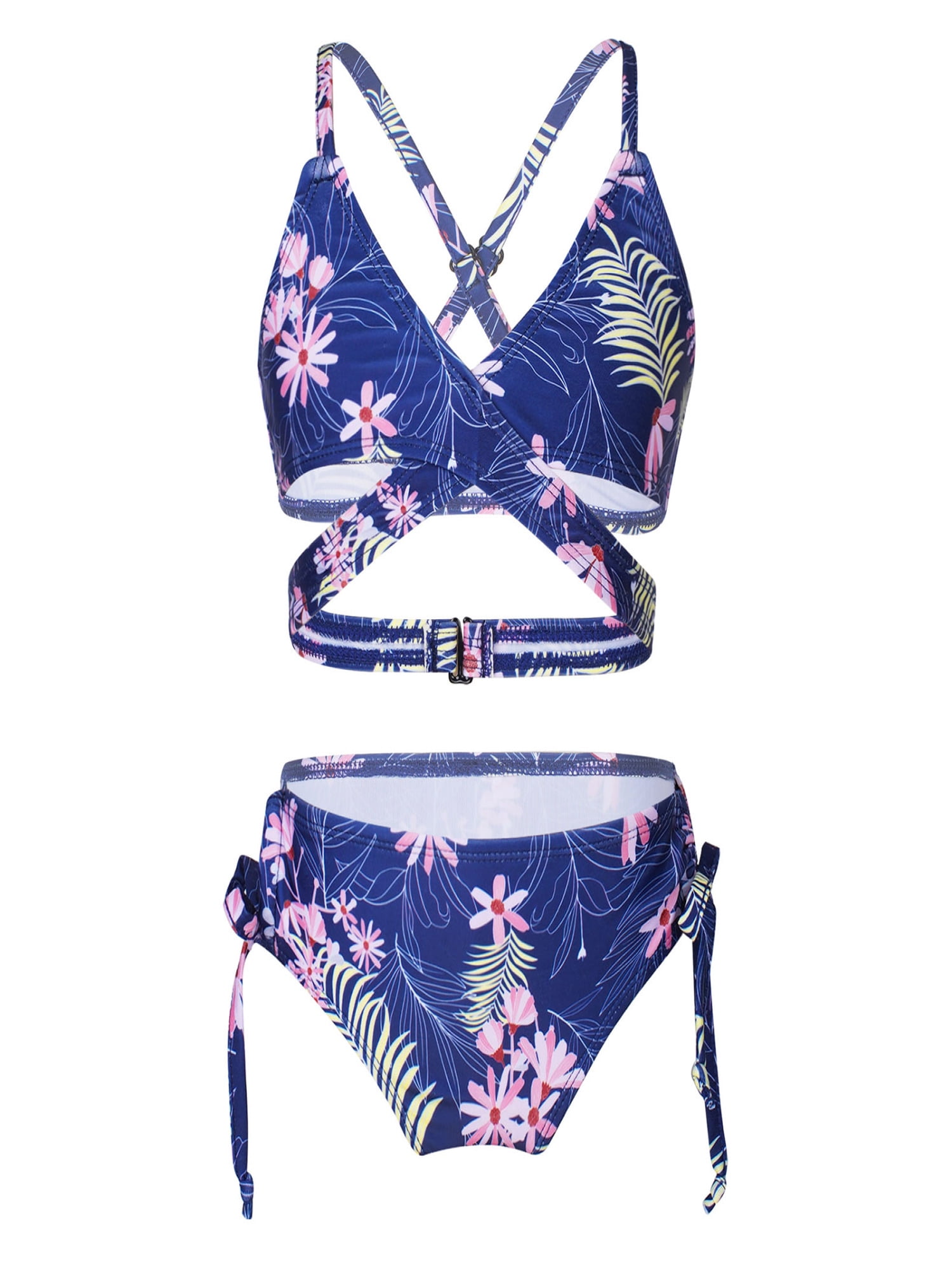 Alvivi Girls 2 Pieces Bathing Suit Floral Print Tankini Sets Bikini Bra ...