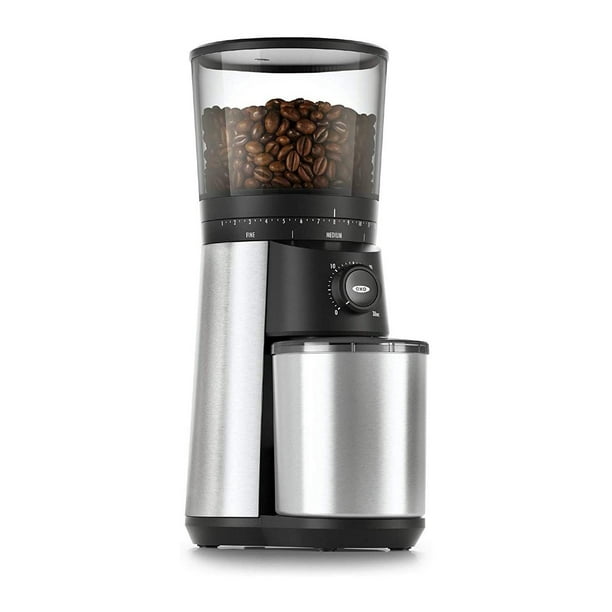 Coffee Grinder Machine comes from OXO brand, has  15 grind size setting, one-touch timer keeps the last setting, hand wash all parts to clean after use