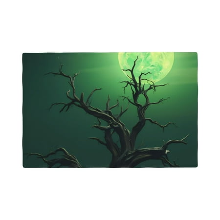 

Placemats Set of 4 / 6 Green Night Sky Moon Branches Placemats for Dining Table Indoor/Outdoors Heat Resistant Washable Placemats 18 x 12
