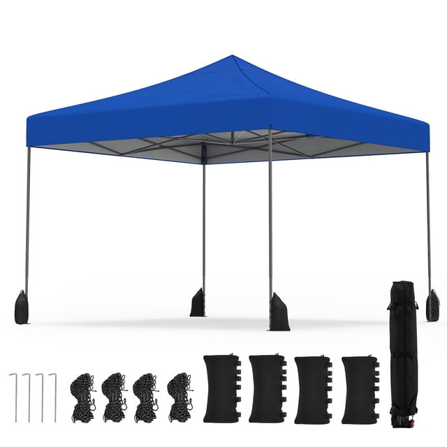 Costway Pop up Canopy Tent, Heavy-duty Easy Setup Gazebo Shelter with Wheeled Bags Blue