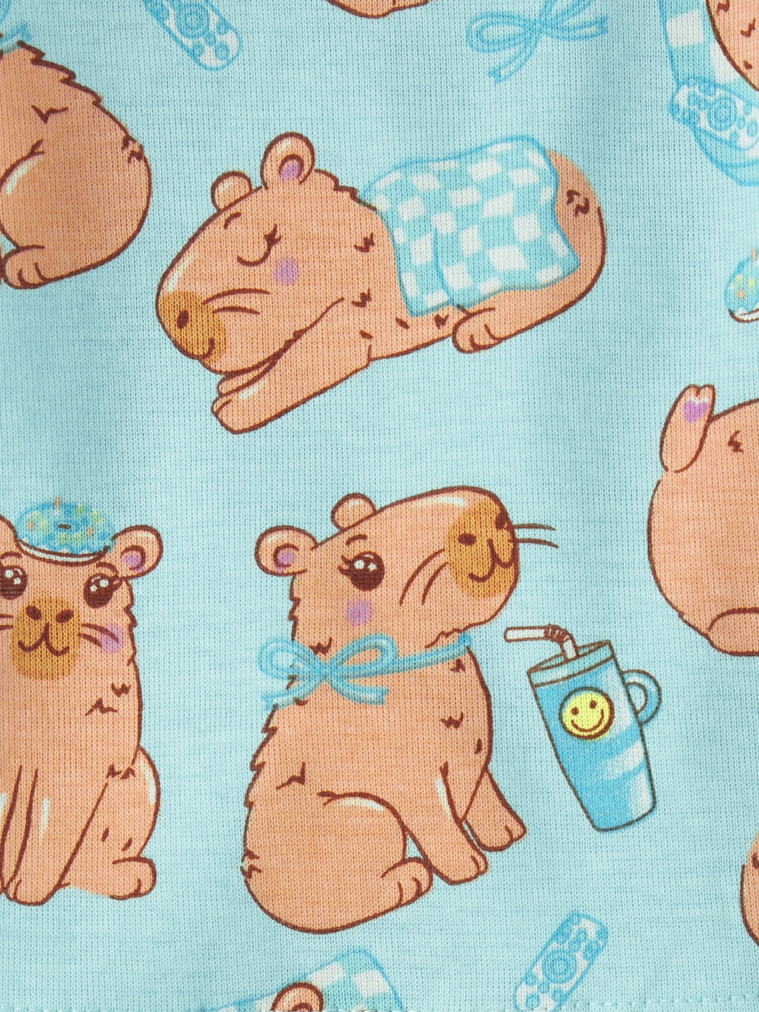 The Children's Place Baby & Toddler Girls Short Sleeve Capybara Snug Fit PJs, Sizes NB-6T