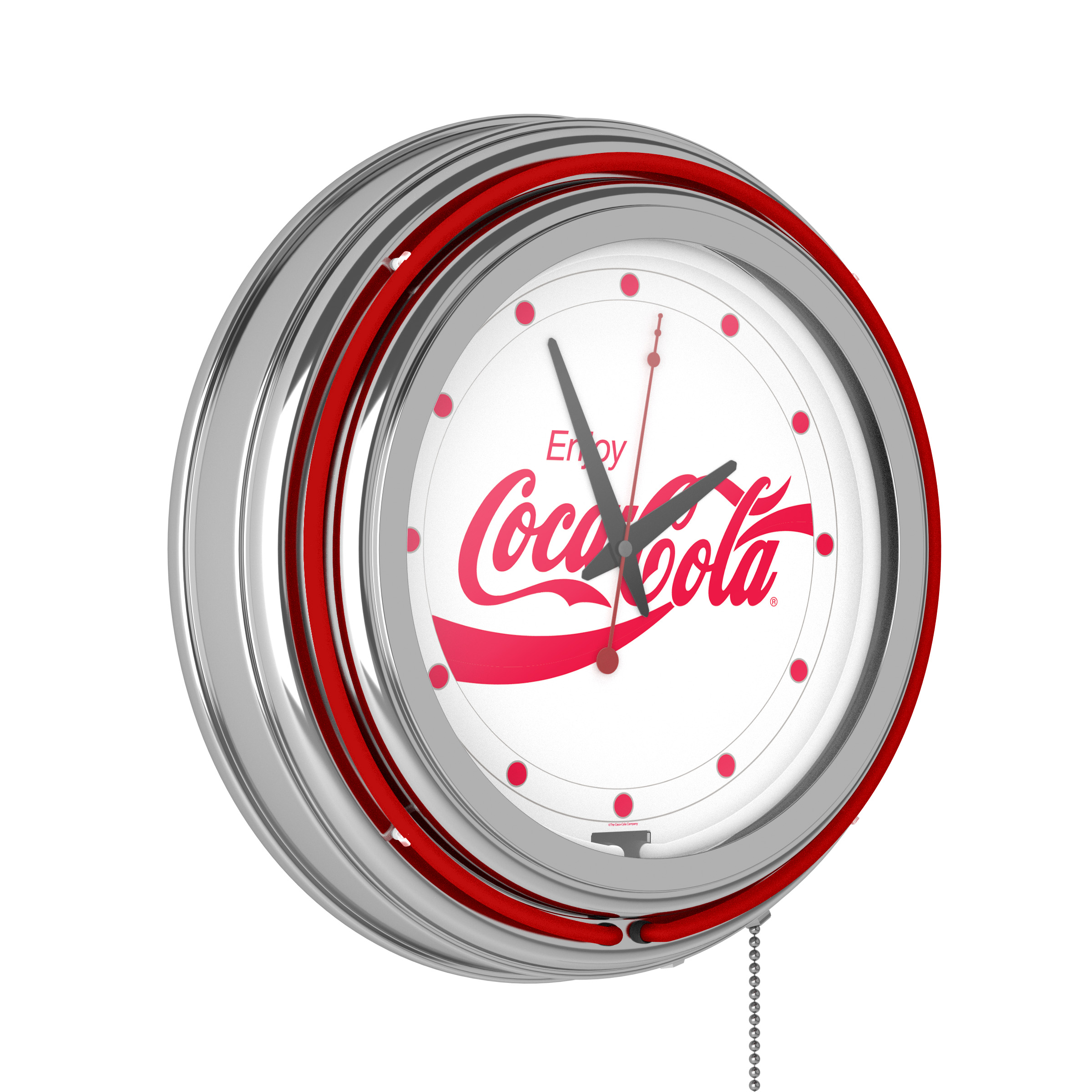 Enjoy Coke White Neon Clock Two Neon Rings