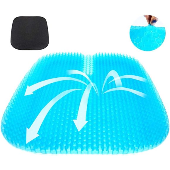 GHSDFBB Coussin de Siège en Gel, 2019 le Tout Dernier Grand Coussin à Motif Nid d'Abeilles Coussin de Siège Double Épaisseur avec Housse Antidérapante Coussin en Gel Super Respirant pour Douleur au Dos Maison Bureau Chaise Voiture
