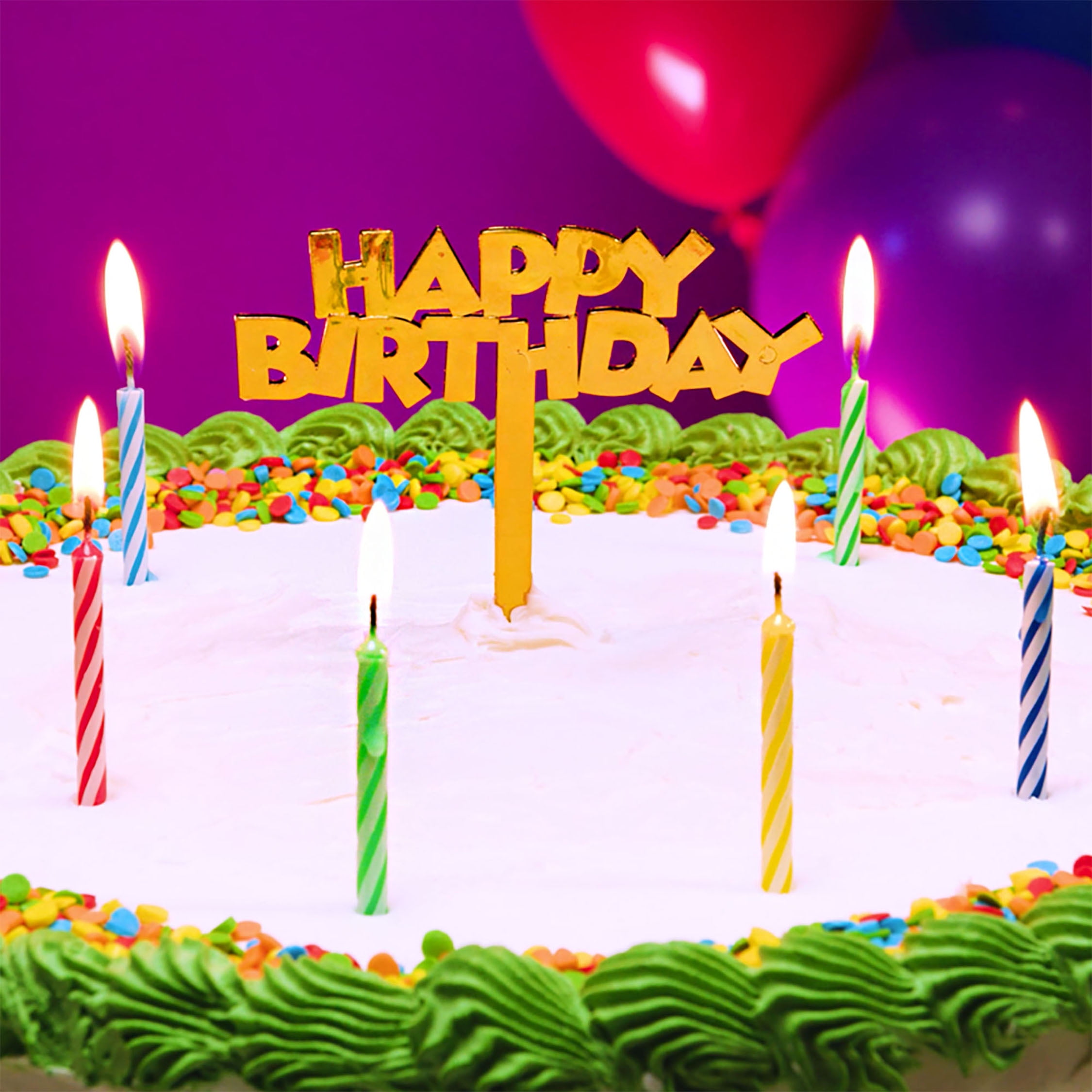 Best Party Ever Happy Birthday White Cake Topper, Cash Stash Surprise, 2 inch Width