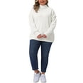 thumbnail image 2 of Agnes Orinda Women's Plus Size Sweater Loose Turtleneck Long Sleeve Casual Pullover Knitwear Tops 3X White, 2 of 5