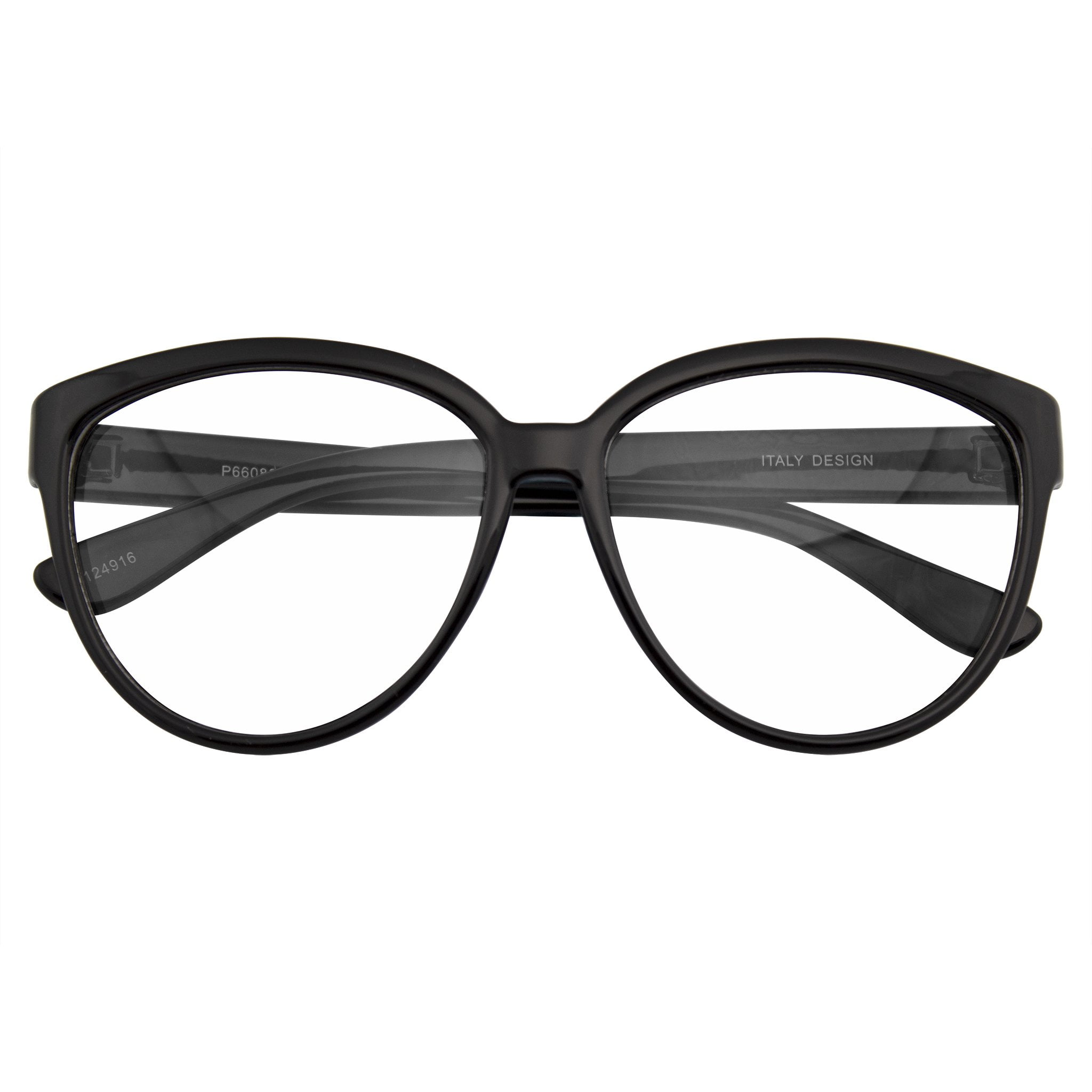 Clear Lenses Glasses Geek Style Black Gloss Rectangular Frames Women's Men's 