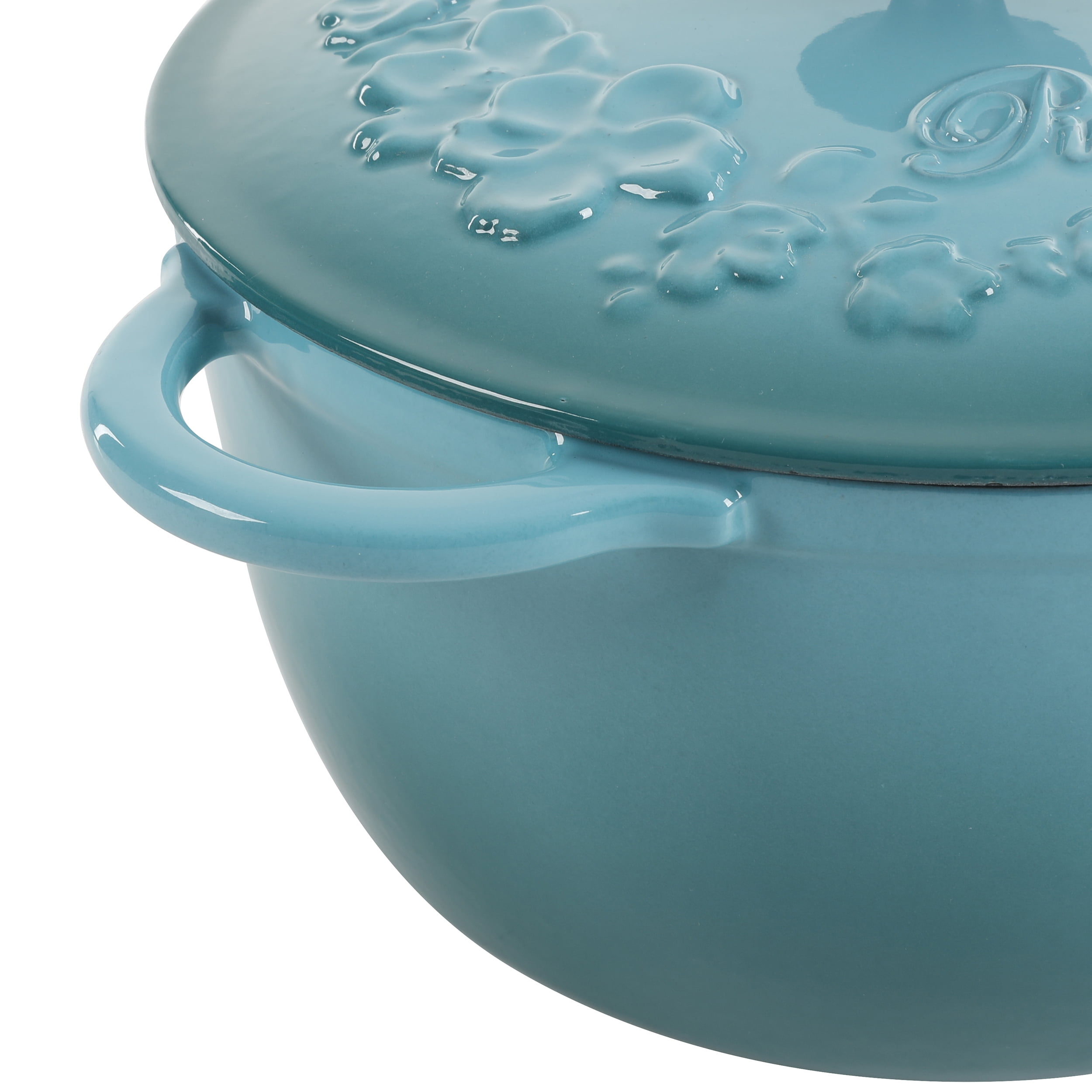 The Pioneer Woman Timeless Beauty Enamel on Cast Iron 6-Qt Dutch Oven,  Turquoise 