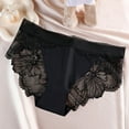 thumbnail image 2 of PMVFHDE Women Mid Rise Smooth Silk Seamless Plus Size Lace Underwear Breathable Rear Lift Triangle Panties Color Striped Briefs Plus Size Underwear For Women Black,L, 2 of 5