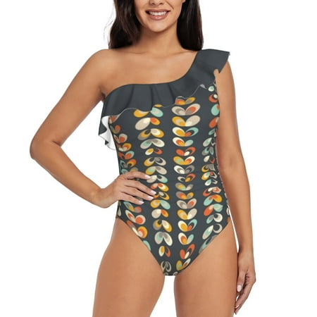 Retro Seasons 02 Winter Dreams Women Ruffle One Piece Swimsuit Sexy Bodysuit Monokini Swimwear Bathing Suit 60S 70S Floral
