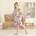 thumbnail image 4 of FORMRS Niños Bathrobe Unisex Hooded Robe Soft Plush Pajamas Sleepwear, Size 4-6T, Watercolor Circles, 4 of 7