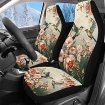 Uorisanigo Car Seat Covers – 2 Pcs Floral Hummingbird Car Seat Covers Front Seats Premium Coral Fleece Cloth for Ultimate Comfort & Protection, Universal Fit for Most Cars SUVs Trucks