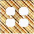 thumbnail image 3 of Metal Light Switch Plate Outlet Cover Yellow Orange Brown Plaid Wallpaper WAL032, 3 of 13