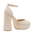 thumbnail image 4 of XYD Women Platform Thick Block High Heels Square Toe Ankle Strap D'orsay Pumps Party Date Dress Shoes Size 16 Champagne Glitter, 4 of 4
