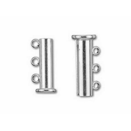 Three Strand Clasp - CSF-189-3H Silver Overlay Multi Strand Magnetic Clasp With 3 Hole