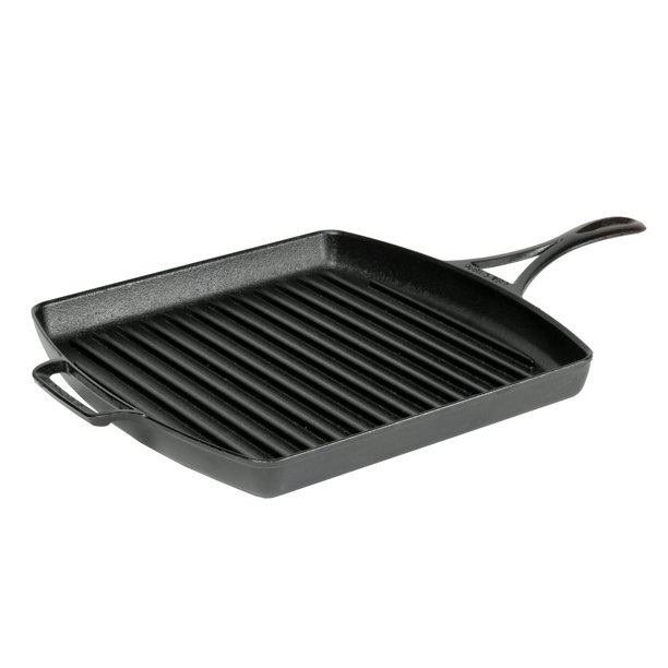 Grill Pan Lodge Blacklock de hierro fundido triple sazonado de 12 pulgadas